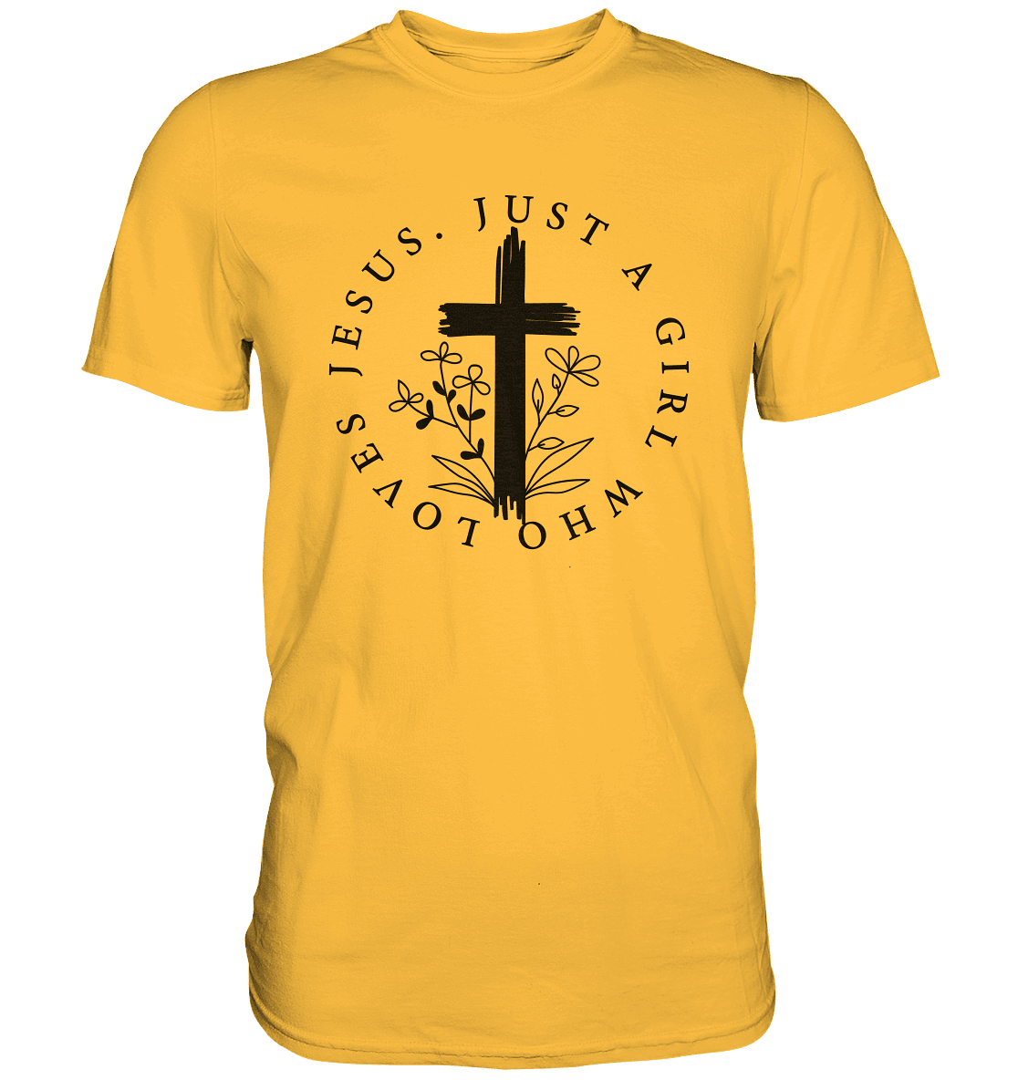 Just a girl who loves Jesus - Premium Shirt - Unisex-Shirts - Gold - GfoitMa