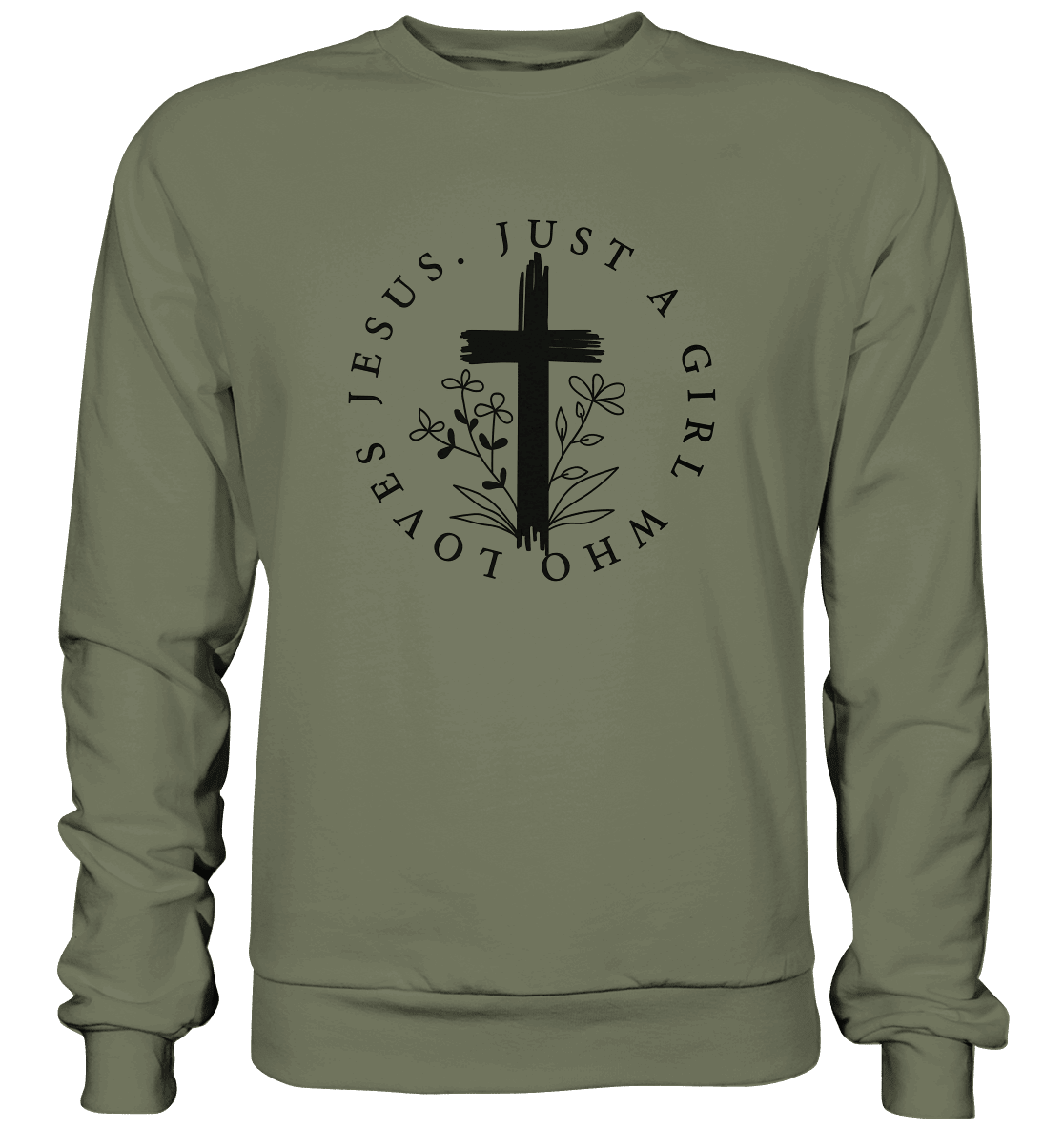 Just a girl who loves Jesus - Premium Sweatshirt - Sweatshirts - Classic Olive - GfoitMa