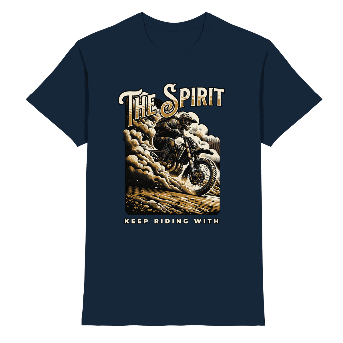 Keep Riding with the Spirit | Christliche Kleidung & Geschenke im Motocross-Design - Premium Shirt - Unisex-Shirts - Navy - GfoitMa