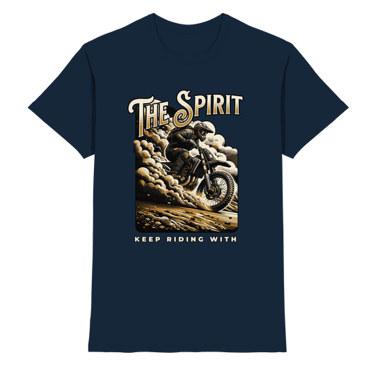 Keep Riding with the Spirit | Christliche Kleidung & Geschenke im Motocross-Design - Premium Shirt - Unisex-Shirts - Navy - GfoitMa