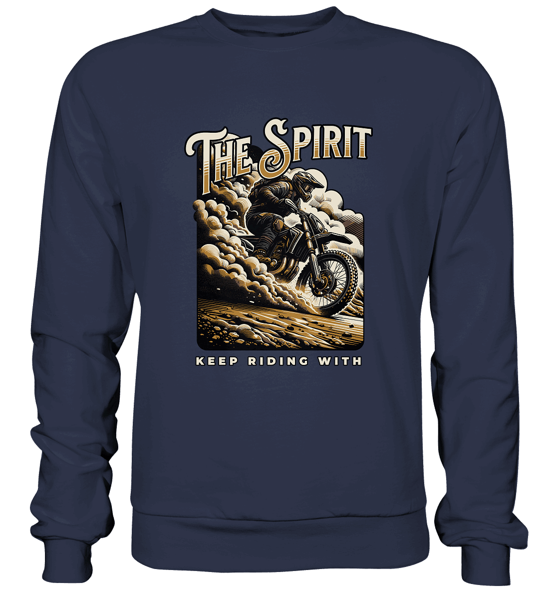 Keep Riding with the Spirit | Christliche Kleidung & Geschenke im Motocross-Design - Premium Sweatshirt - Sweatshirts - Deep Navy - GfoitMa