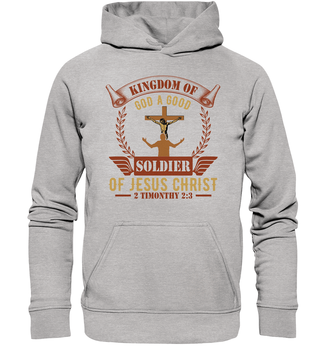 Kingdom of God – A Good Soldier of Jesus Christ | Christliches Design in Braun - Kids Premium Hoodie - Kids & Babys - Heather Grey (meliert) - GfoitMa