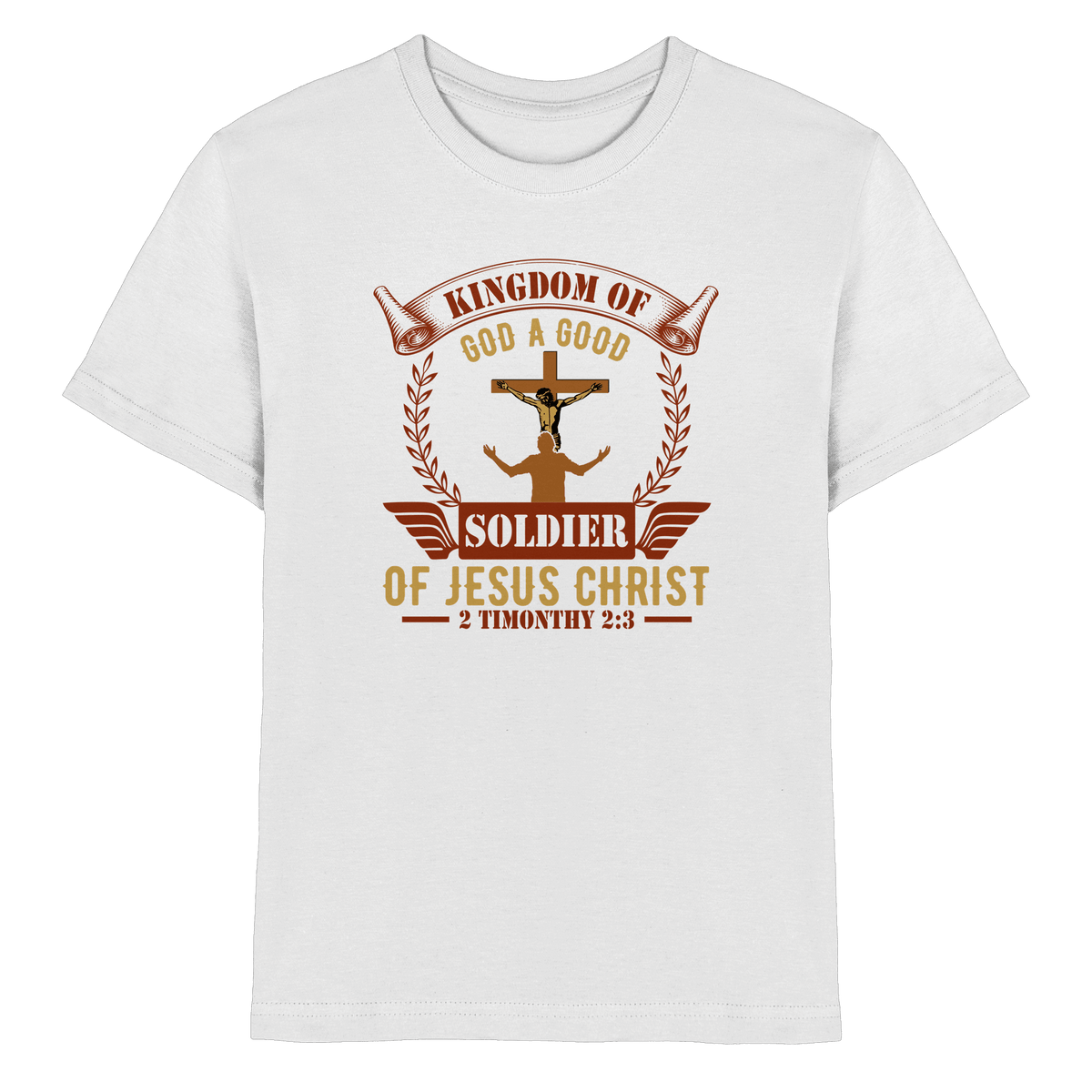 Kingdom of God – A Good Soldier of Jesus Christ | Christliches Design in Braun - Kids Premium Shirt - Kids & Babys - White - GfoitMa