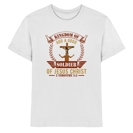 Kingdom of God – A Good Soldier of Jesus Christ | Christliches Design in Braun - Kids Premium Shirt - Kids & Babys - White - GfoitMa