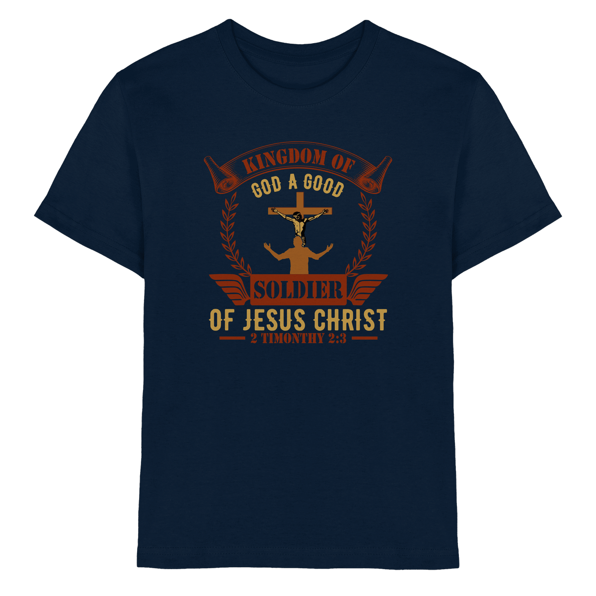 Kingdom of God – A Good Soldier of Jesus Christ | Christliches Design in Braun - Kids Premium Shirt - Kids & Babys - Navy - GfoitMa