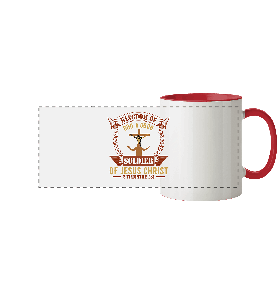 Kingdom of God – A Good Soldier of Jesus Christ | Christliches Design in Braun - Panorama Tasse zweifarbig - Trinkgefäße - Rot - GfoitMa