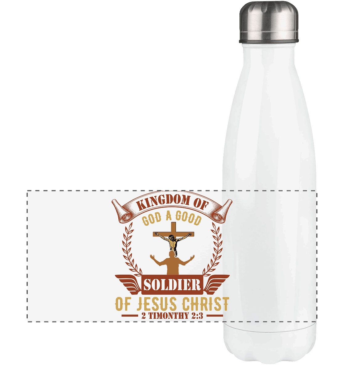Kingdom of God – A Good Soldier of Jesus Christ | Christliches Design in Braun - Panorama Thermoflasche 500ml - Trinkgefäße - White - GfoitMa