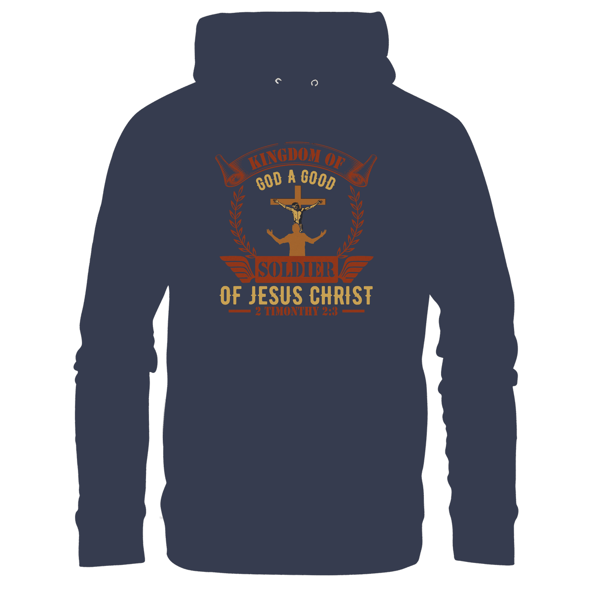 Kingdom of God – A Good Soldier of Jesus Christ | Christliches Design in Braun - Premium Unisex Hoodie - Hoodies - Deep Navy - GfoitMa