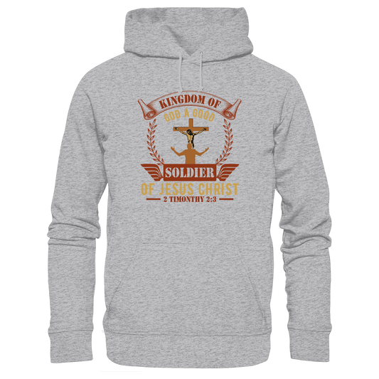 Kingdom of God – A Good Soldier of Jesus Christ | Christliches Design in Braun - Premium Unisex Hoodie - Hoodies - Heather Grey (meliert) - GfoitMa