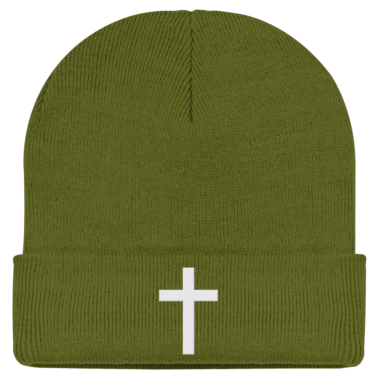 Kreuz gestickt – schlichtes Design mit tiefer Bedeutung (Stick) - Classic Beanie - Kappen & Mützen - Moss Green - GfoitMa