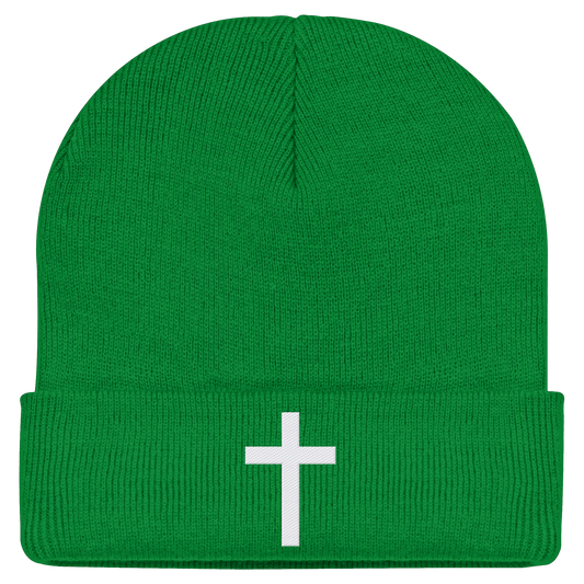 Kreuz gestickt – schlichtes Design mit tiefer Bedeutung (Stick) - Classic Beanie - Kappen & Mützen - Kelly Green - GfoitMa