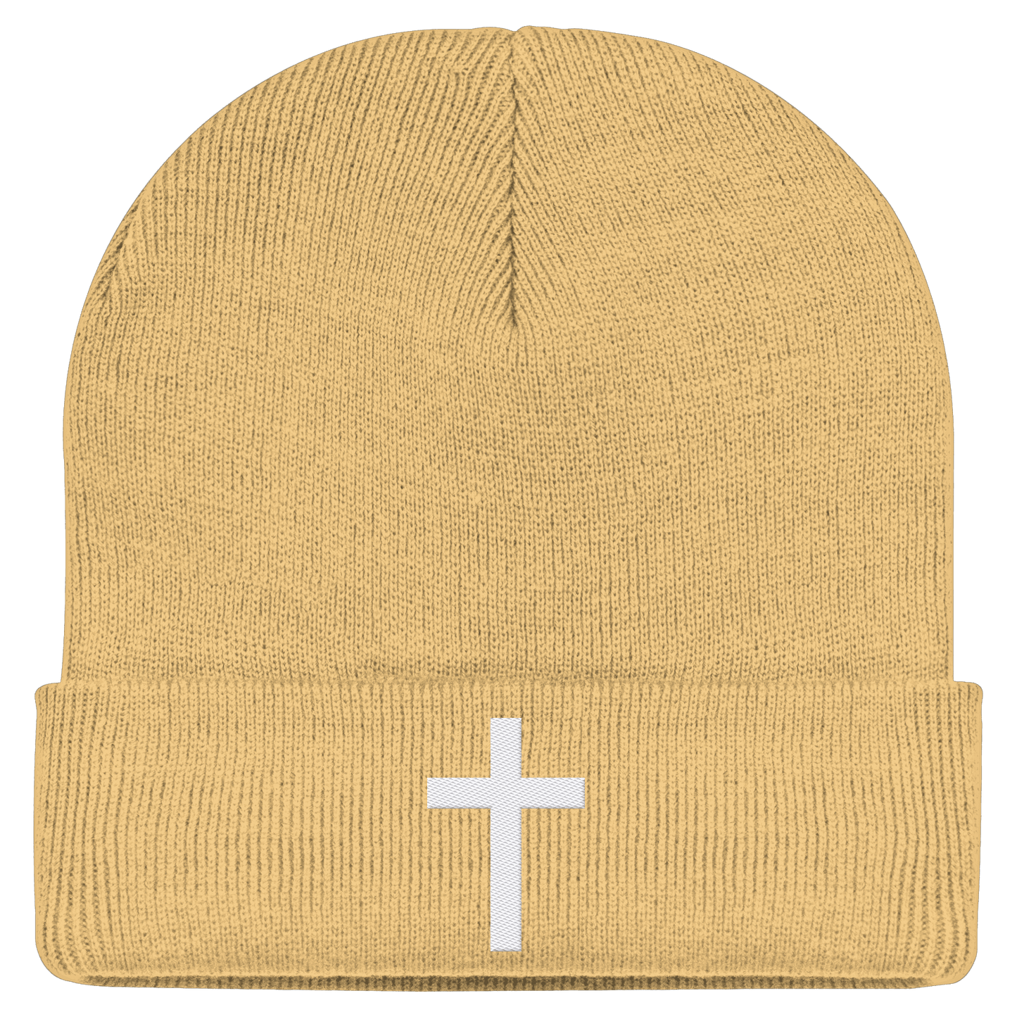 Kreuz gestickt – schlichtes Design mit tiefer Bedeutung (Stick) - Classic Beanie - Kappen & Mützen - Sand - GfoitMa