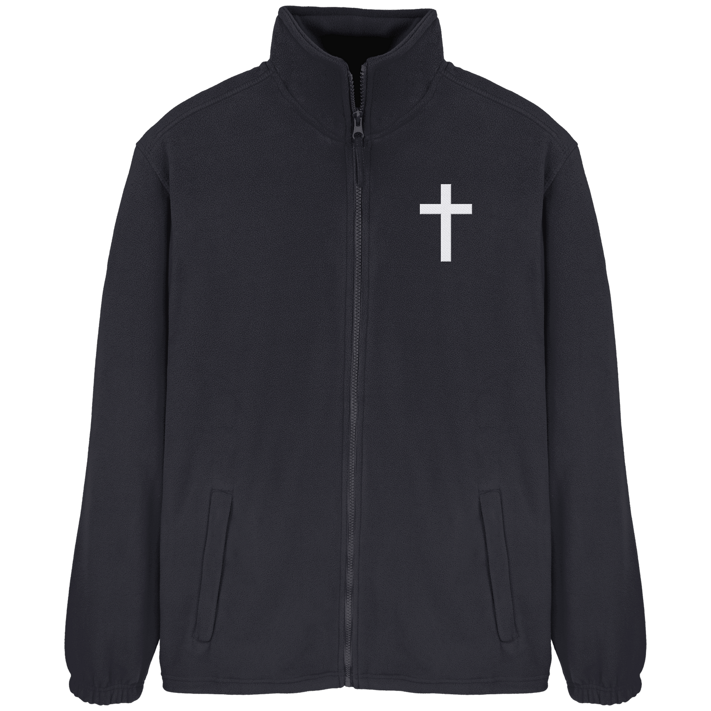 Kreuz gestickt – schlichtes Design mit tiefer Bedeutung (Stick) - Fleece Jacket - Jacken/ Zipper - Black - GfoitMa