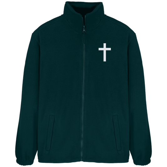 Kreuz gestickt – schlichtes Design mit tiefer Bedeutung (Stick) - Fleece Jacket - Jacken/ Zipper - Fir Green - GfoitMa