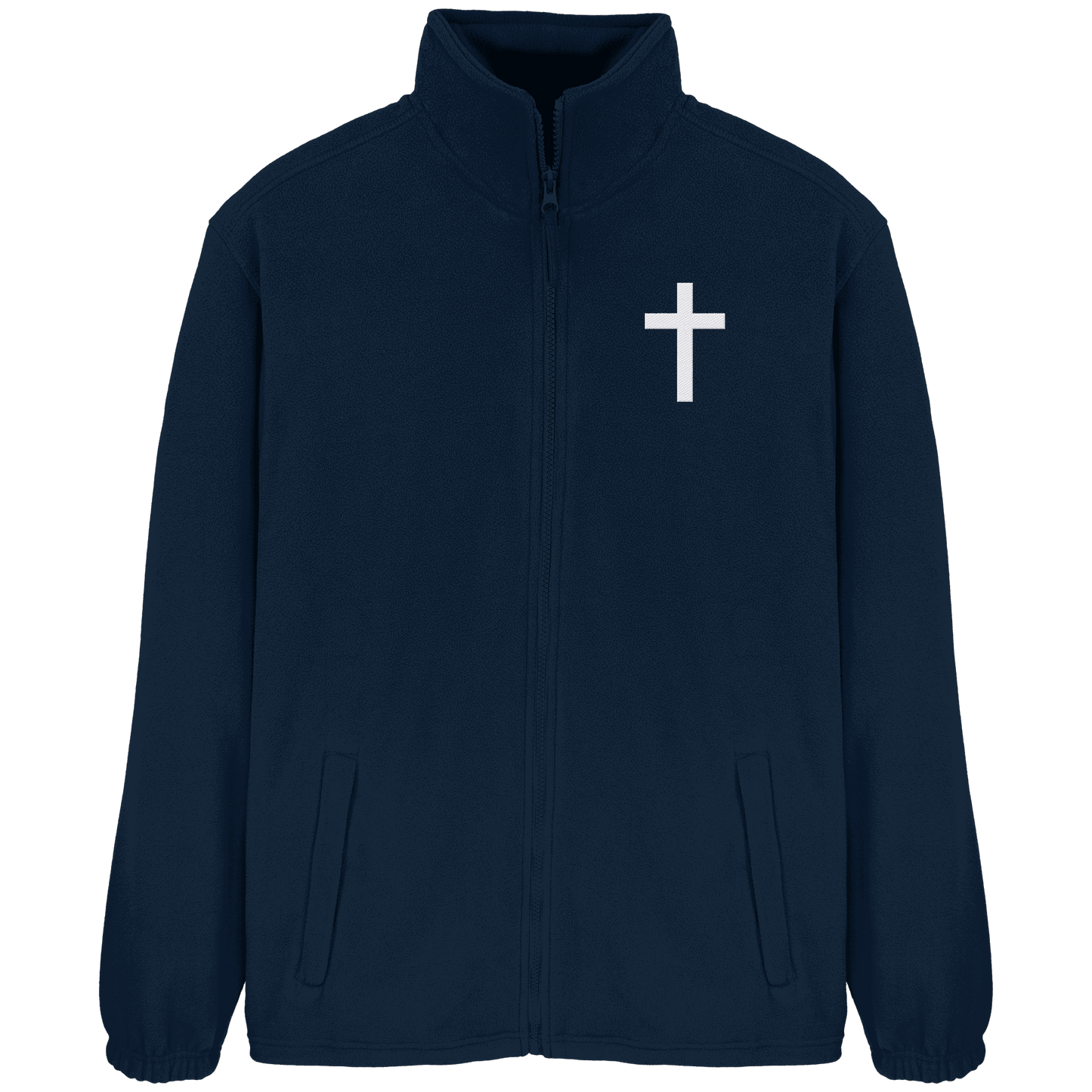 Kreuz gestickt – schlichtes Design mit tiefer Bedeutung (Stick) - Fleece Jacket - Jacken/ Zipper - Navy - GfoitMa