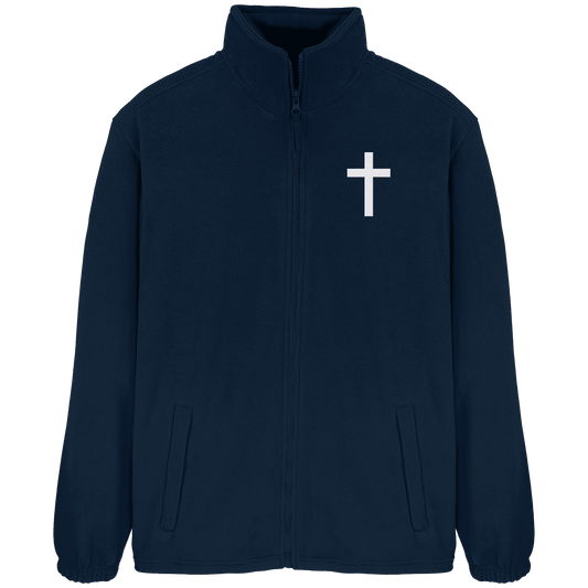Kreuz gestickt – schlichtes Design mit tiefer Bedeutung (Stick) - Fleece Jacket - Jacken/ Zipper - Navy - GfoitMa