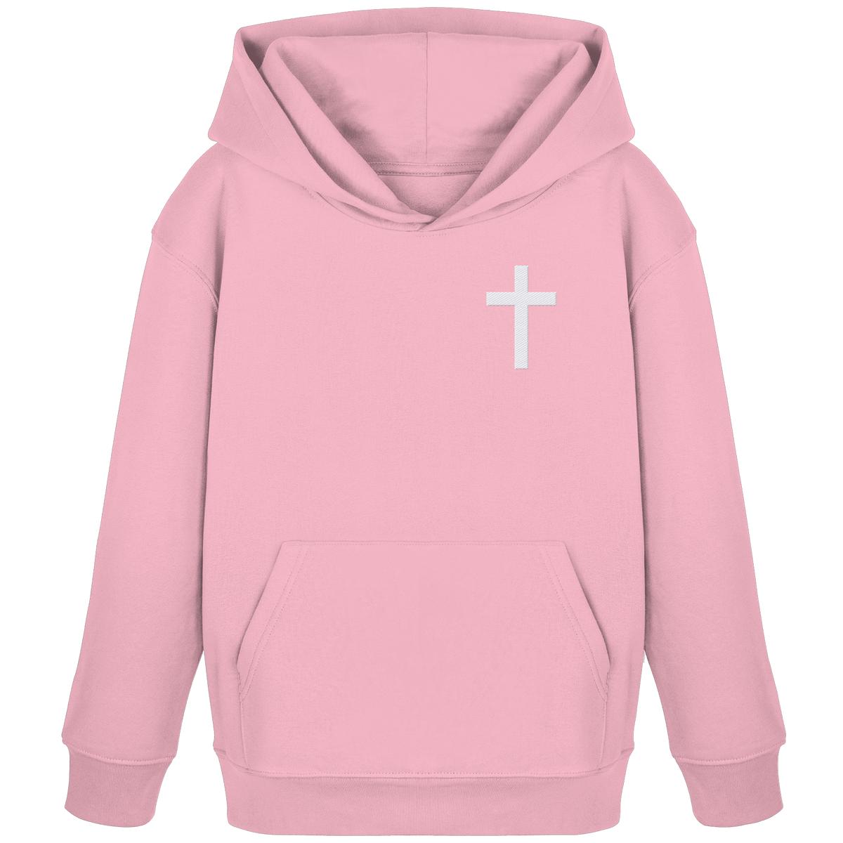 Kreuz gestickt – schlichtes Design mit tiefer Bedeutung (Stick) - Kids Organic Hoodie - Kids & Babys - Cotton Pink - GfoitMa