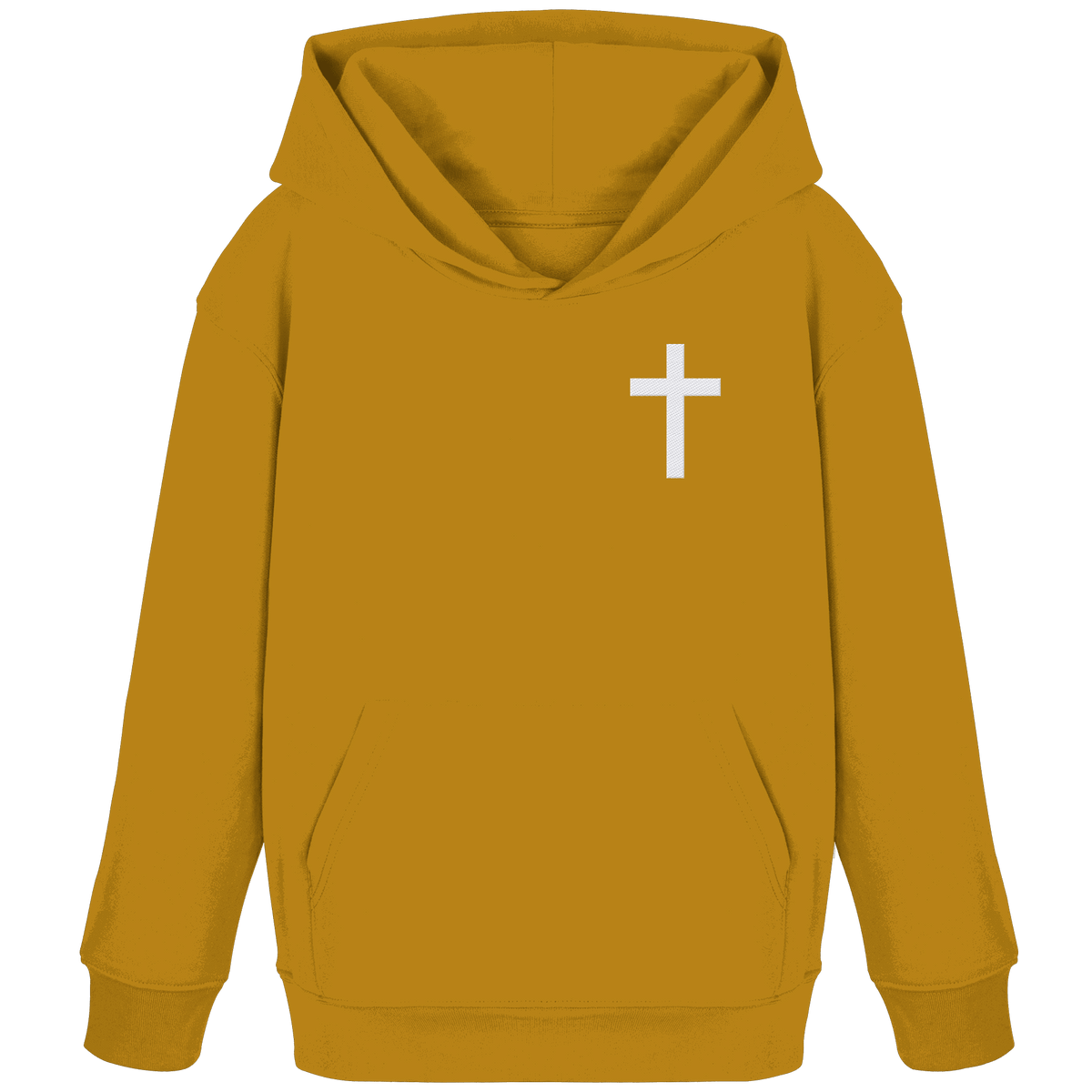 Kreuz gestickt – schlichtes Design mit tiefer Bedeutung (Stick) - Kids Organic Hoodie - Kids & Babys - Ochre - GfoitMa