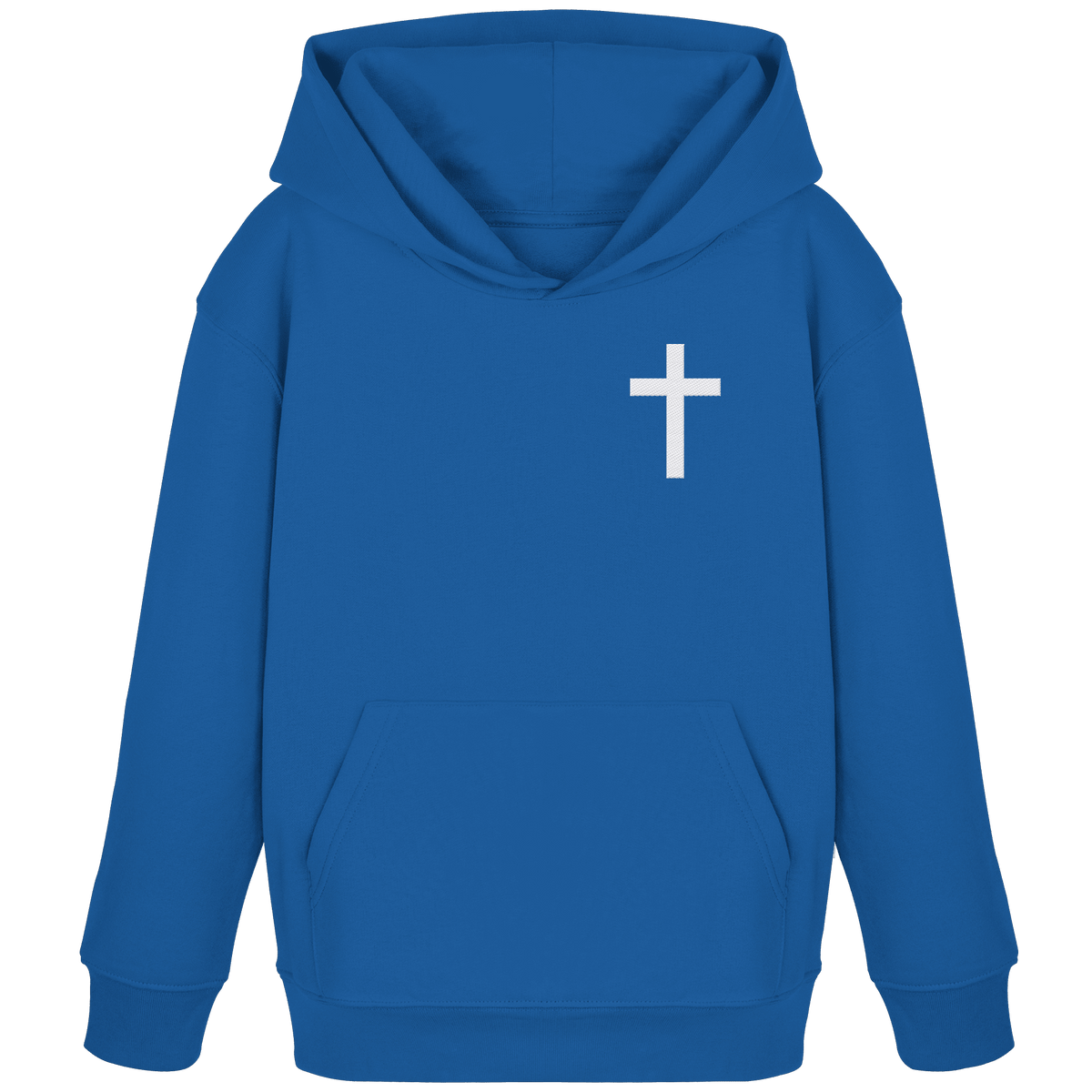 Kreuz gestickt – schlichtes Design mit tiefer Bedeutung (Stick) - Kids Organic Hoodie - Kids & Babys - Royal Blue - GfoitMa