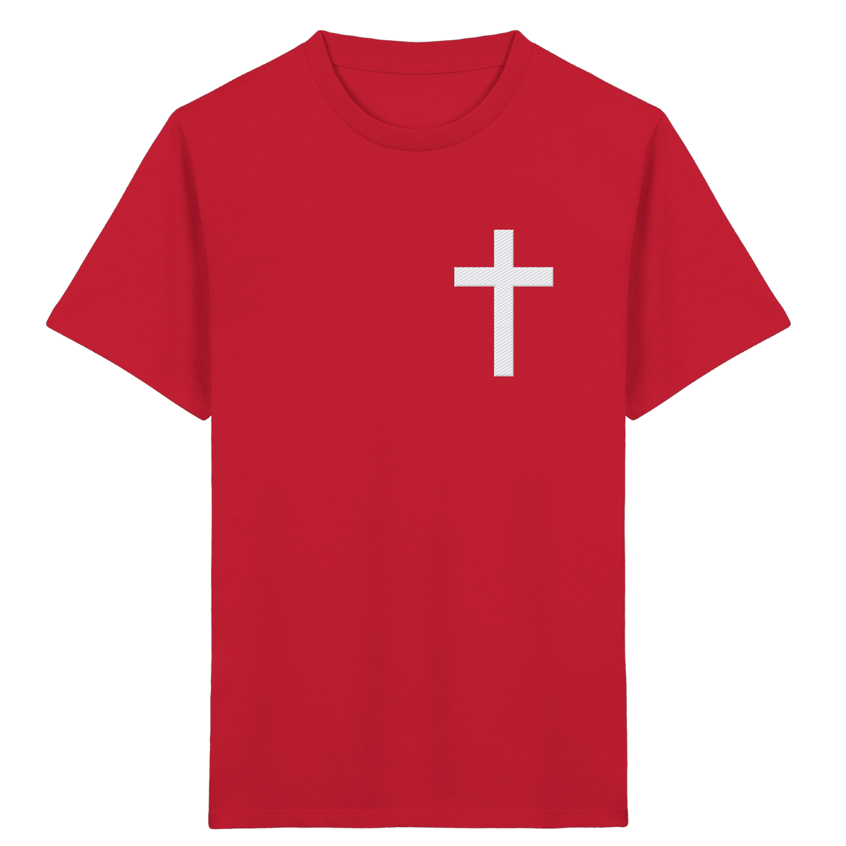 Kreuz gestickt – schlichtes Design mit tiefer Bedeutung (Stick) - Kids Organic Shirt - Kids & Babys - Red - GfoitMa