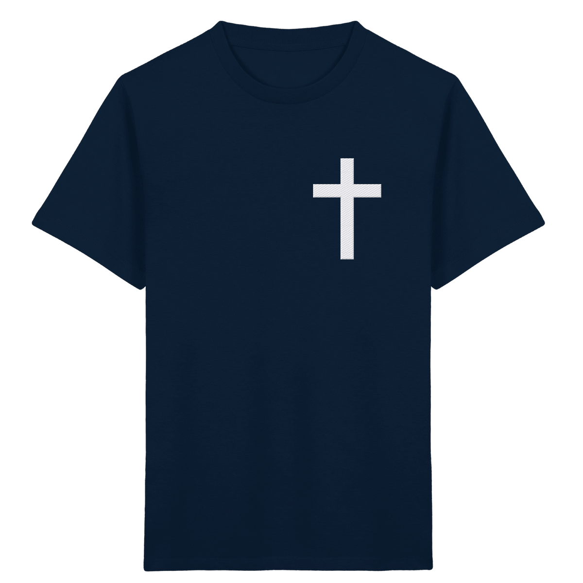 Kreuz gestickt – schlichtes Design mit tiefer Bedeutung (Stick) - Kids Organic Shirt - Kids & Babys - French Navy - GfoitMa