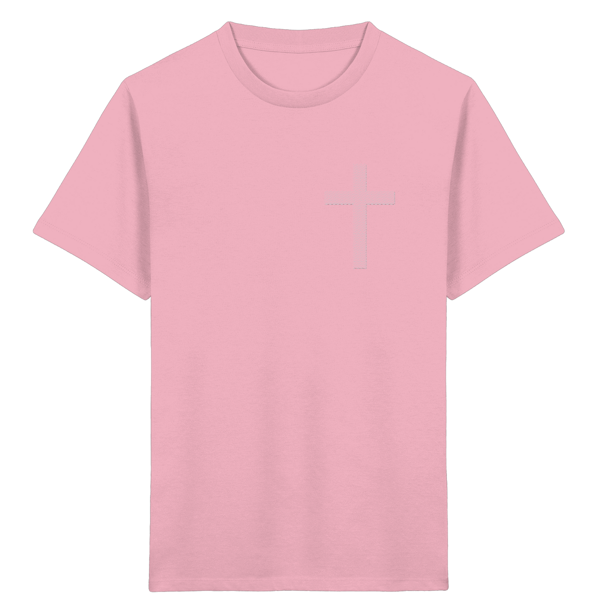 Kreuz gestickt – schlichtes Design mit tiefer Bedeutung (Stick) - Kids Organic Shirt - Kids & Babys - Cotton Pink - GfoitMa