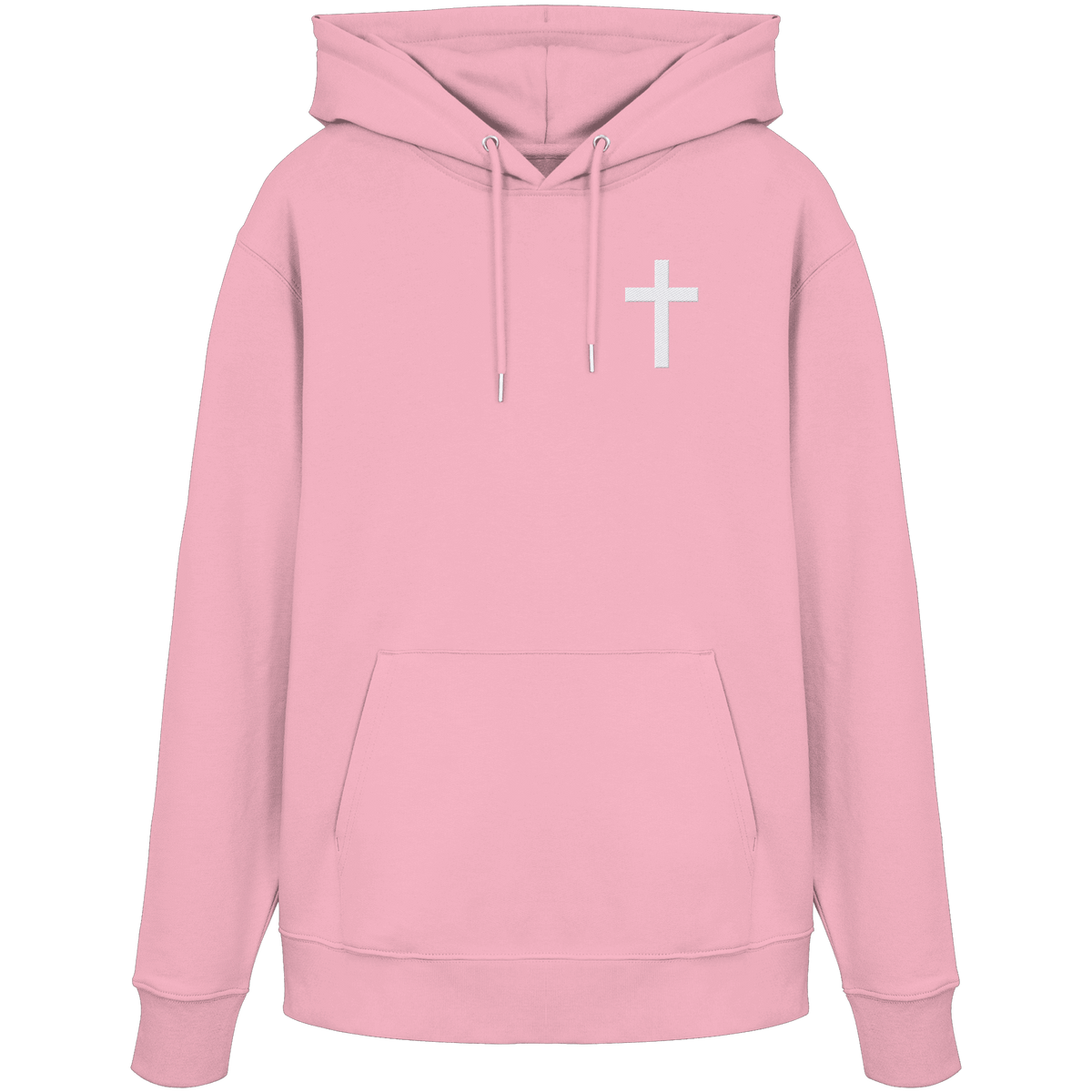 Kreuz gestickt – schlichtes Design mit tiefer Bedeutung (Stick) - Organic Hoodie - Hoodies - Cotton Pink - GfoitMa