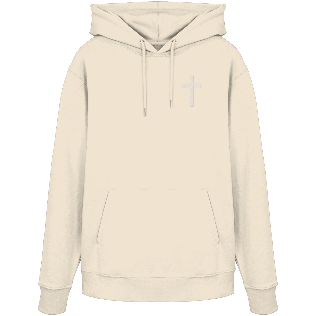 Kreuz gestickt – schlichtes Design mit tiefer Bedeutung (Stick) - Organic Hoodie - Hoodies - Natural Raw - GfoitMa