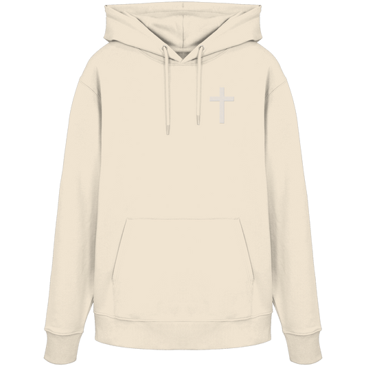 Kreuz gestickt – schlichtes Design mit tiefer Bedeutung (Stick) - Organic Hoodie - Hoodies - Natural Raw - GfoitMa