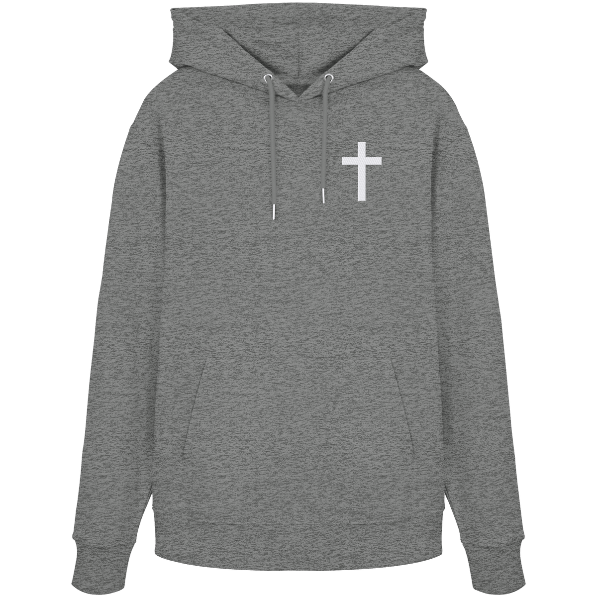 Kreuz gestickt – schlichtes Design mit tiefer Bedeutung (Stick) - Organic Hoodie - Hoodies - Mid Heather Grey - GfoitMa