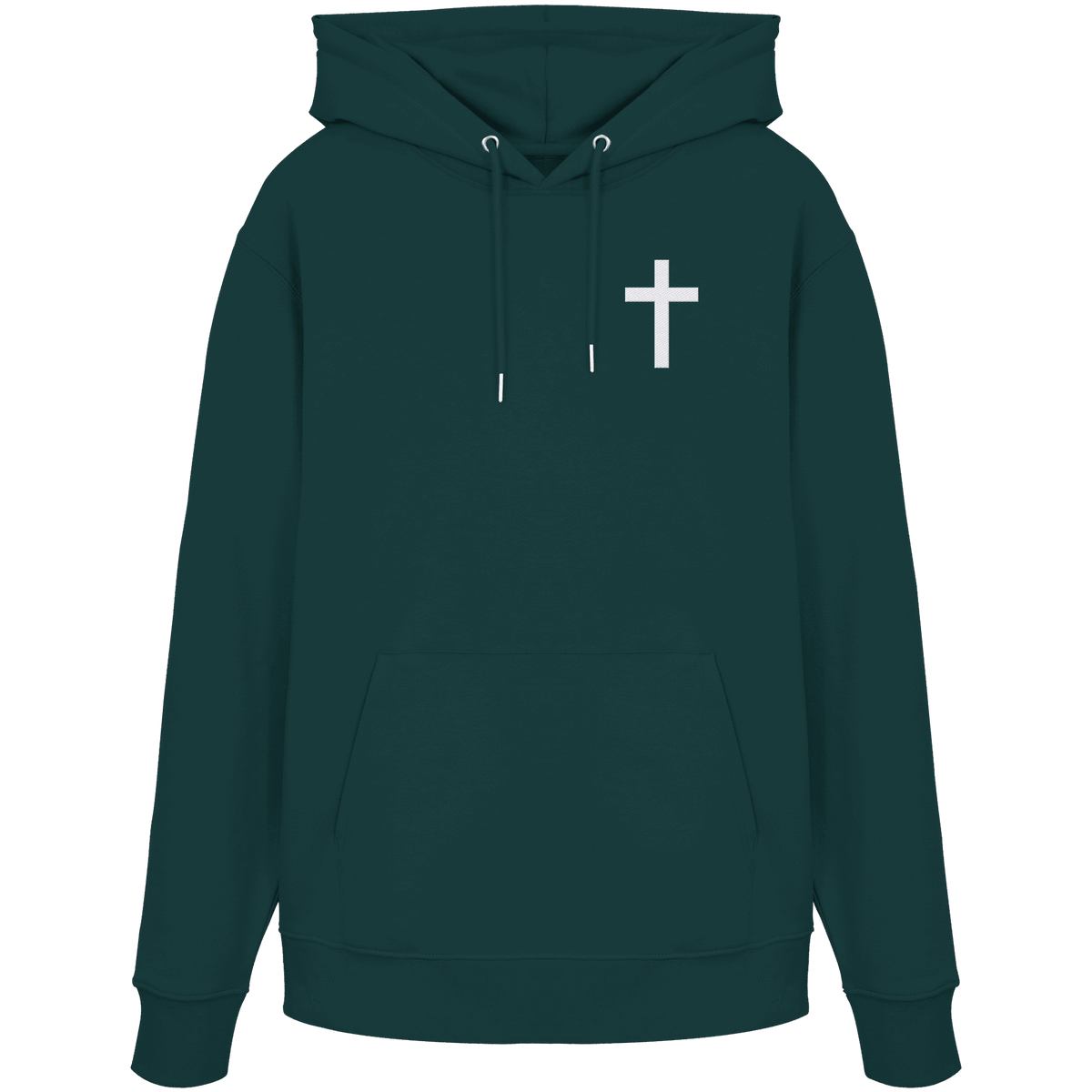 Kreuz gestickt – schlichtes Design mit tiefer Bedeutung (Stick) - Organic Hoodie - Hoodies - Glazed Green - GfoitMa