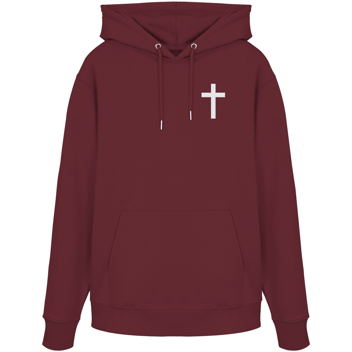 Kreuz gestickt – schlichtes Design mit tiefer Bedeutung (Stick) - Organic Hoodie - Hoodies - Burgundy - GfoitMa