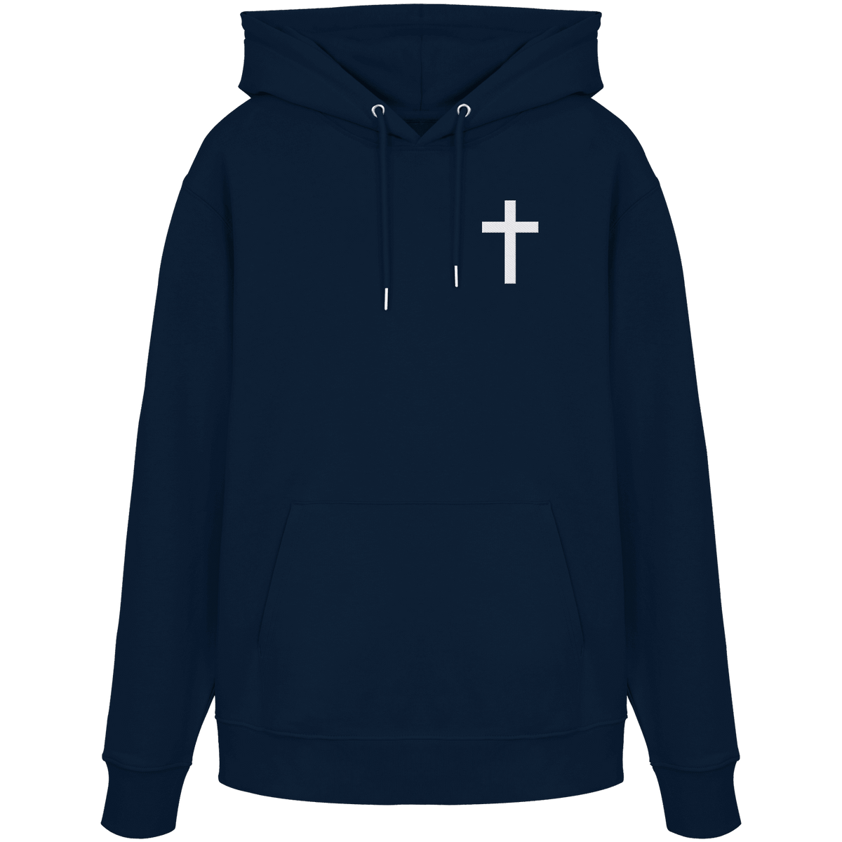 Kreuz gestickt – schlichtes Design mit tiefer Bedeutung (Stick) - Organic Hoodie - Hoodies - French Navy - GfoitMa