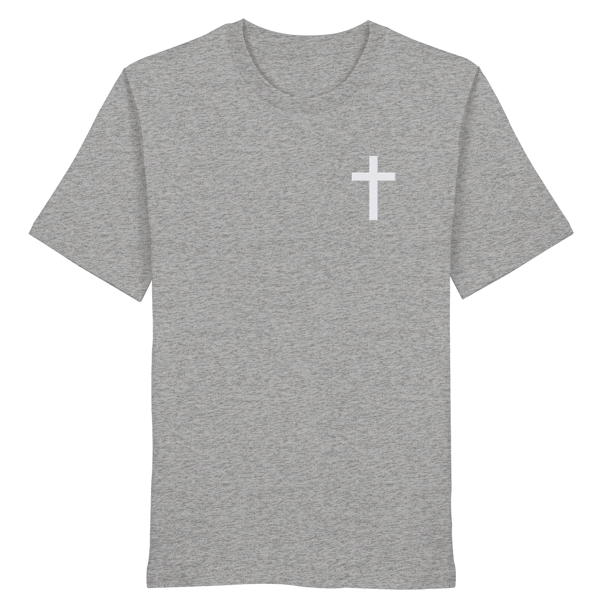 Kreuz gestickt – schlichtes Design mit tiefer Bedeutung (Stick) - Organic Shirt - Unisex-Shirts - Heather Grey - GfoitMa