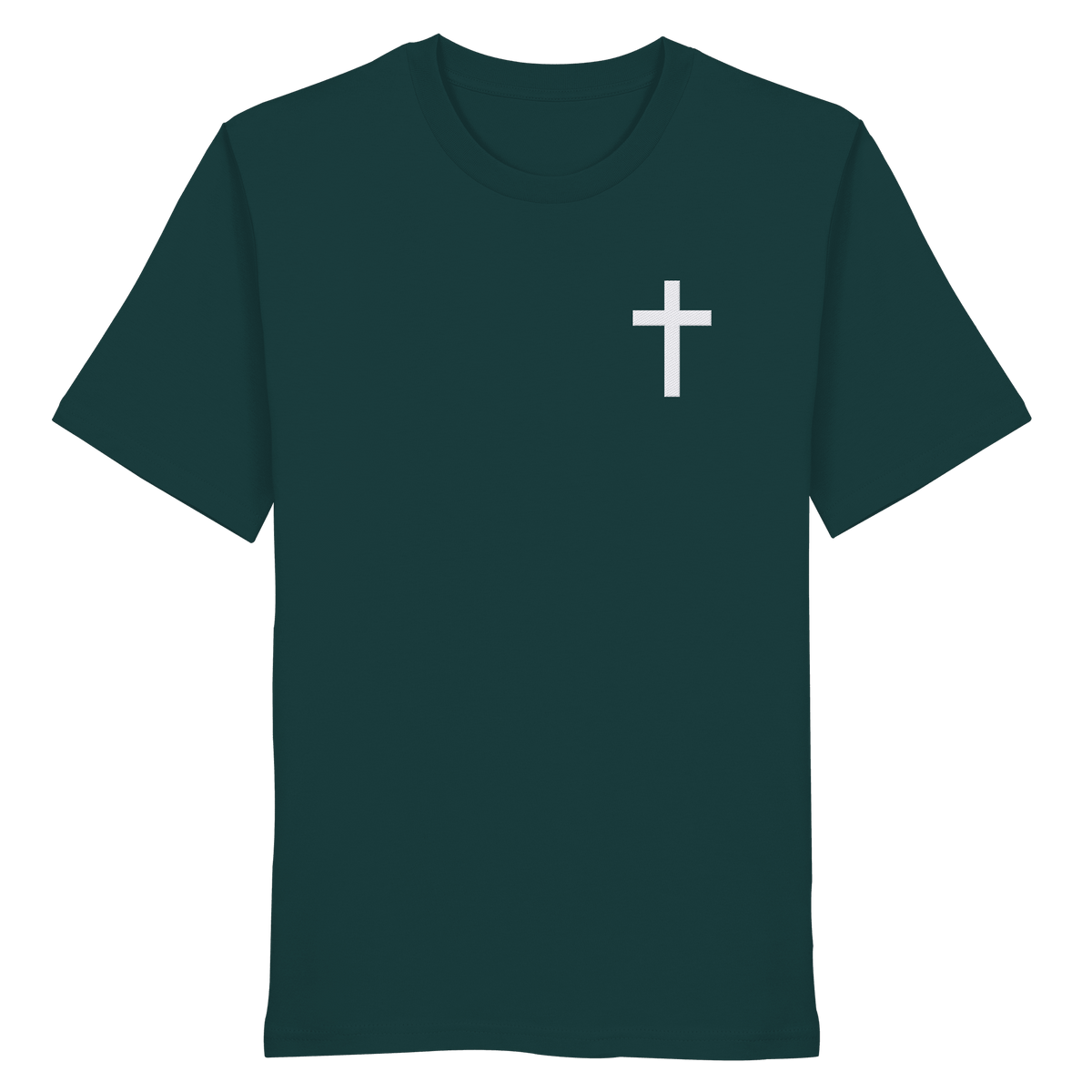 Kreuz gestickt – schlichtes Design mit tiefer Bedeutung (Stick) - Organic Shirt - Unisex-Shirts - Glazed Green - GfoitMa