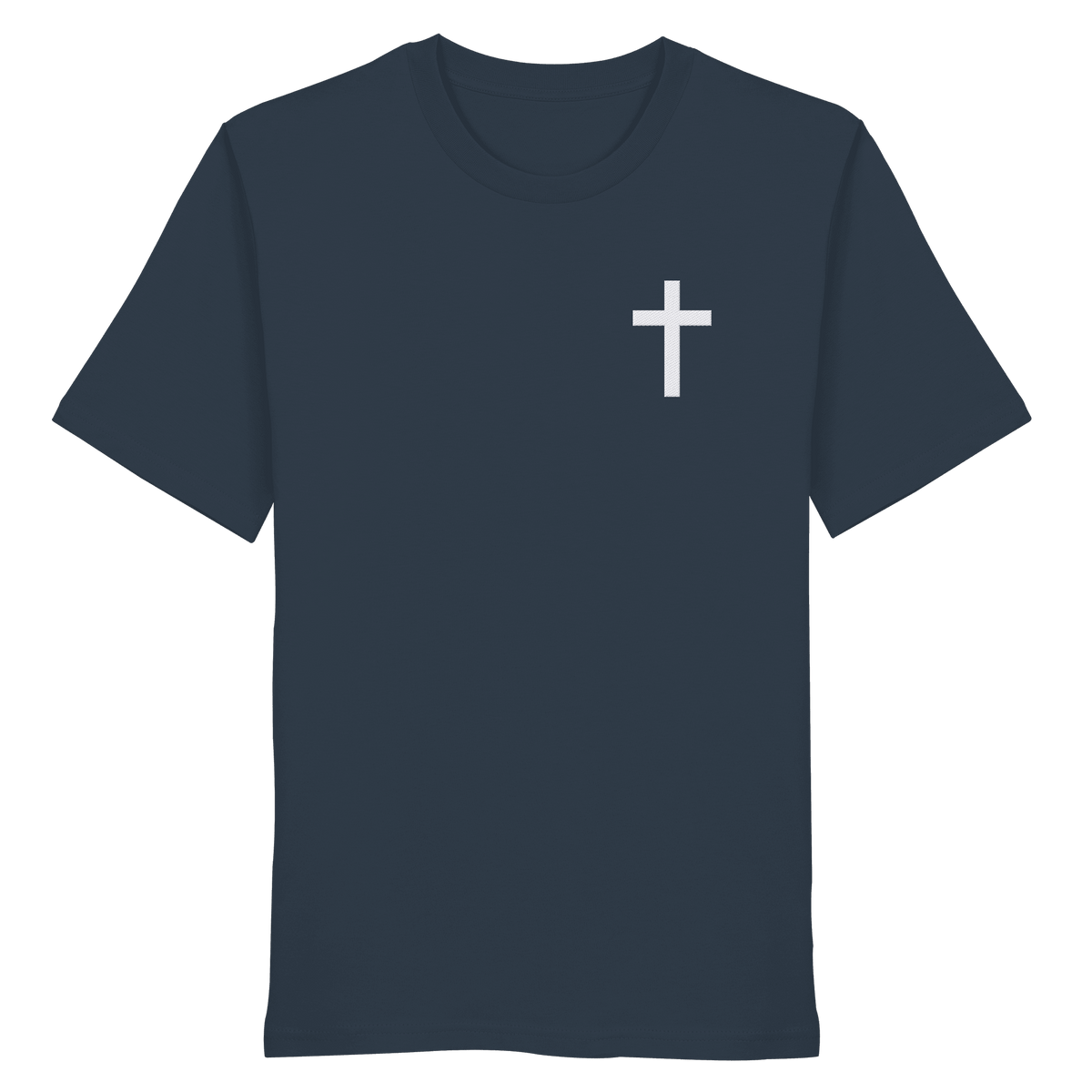 Kreuz gestickt – schlichtes Design mit tiefer Bedeutung (Stick) - Organic Shirt - Unisex-Shirts - India Ink Grey - GfoitMa