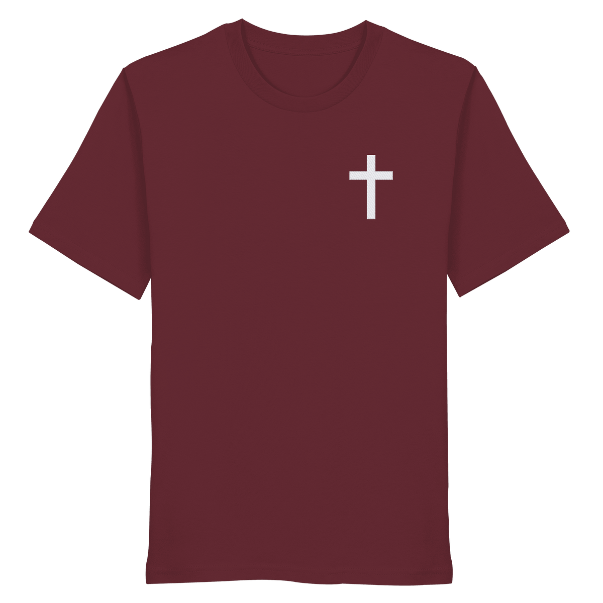 Kreuz gestickt – schlichtes Design mit tiefer Bedeutung (Stick) - Organic Shirt - Unisex-Shirts - Burgundy - GfoitMa
