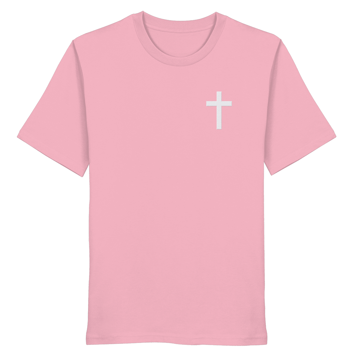 Kreuz gestickt – schlichtes Design mit tiefer Bedeutung (Stick) - Organic Shirt - Unisex-Shirts - Cotton Pink - GfoitMa