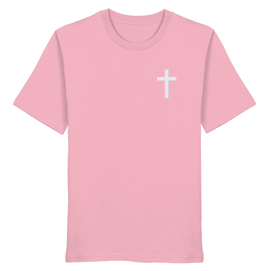 Kreuz gestickt – schlichtes Design mit tiefer Bedeutung (Stick) - Organic Shirt - Unisex-Shirts - Cotton Pink - GfoitMa
