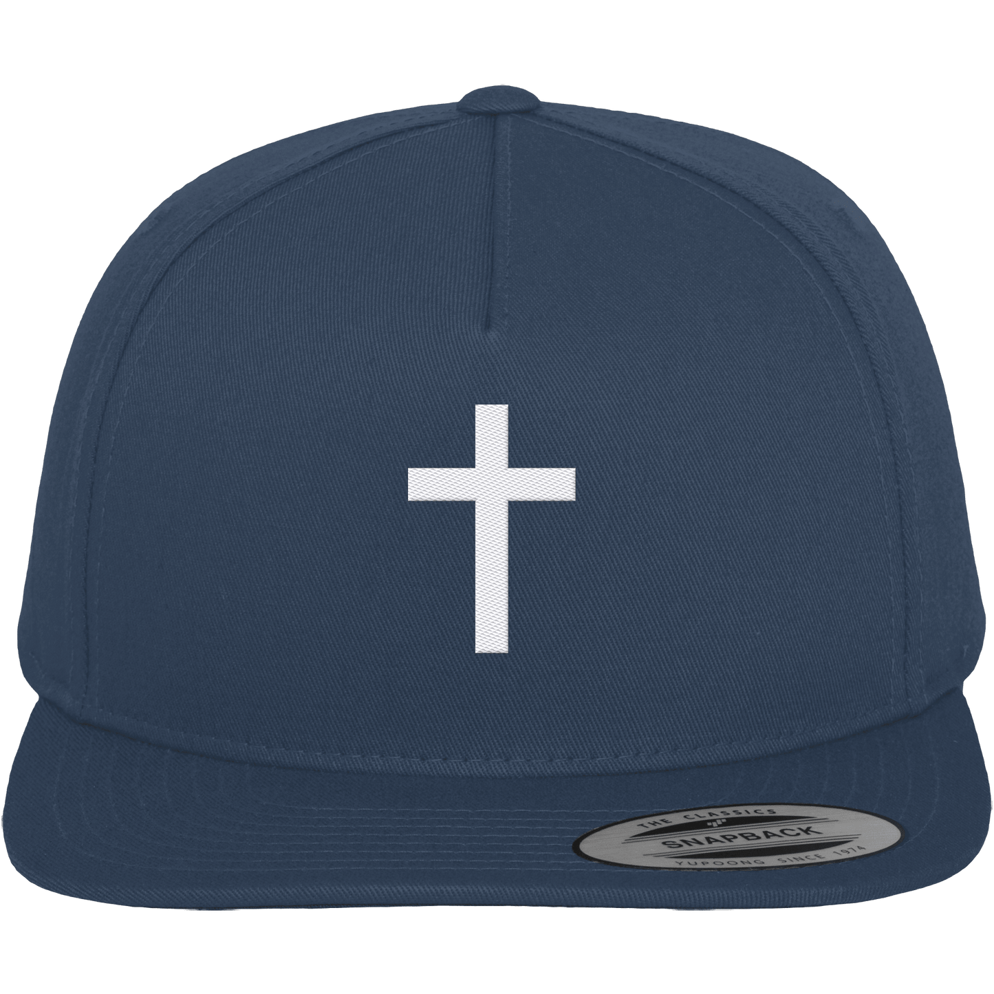 Kreuz gestickt – schlichtes Design mit tiefer Bedeutung (Stick) - Premium Snapback - Kappen & Mützen - Navy / Green - GfoitMa
