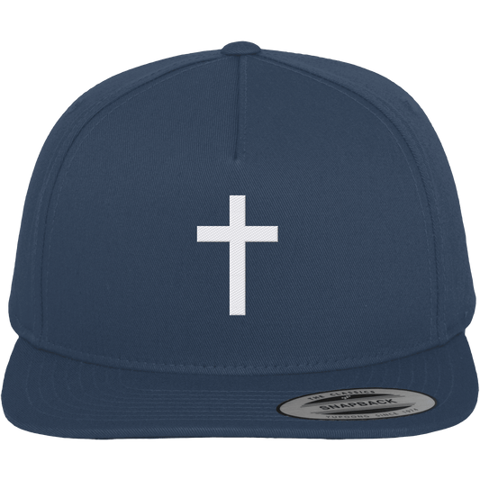 Kreuz gestickt – schlichtes Design mit tiefer Bedeutung (Stick) - Premium Snapback - Kappen & Mützen - Navy / Green - GfoitMa