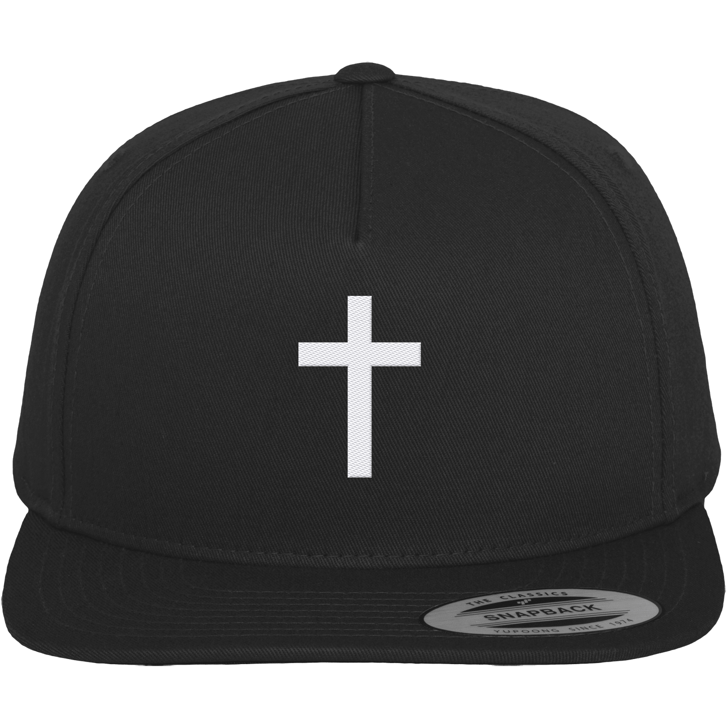 Kreuz gestickt – schlichtes Design mit tiefer Bedeutung (Stick) - Premium Snapback - Kappen & Mützen - Black / Black - GfoitMa