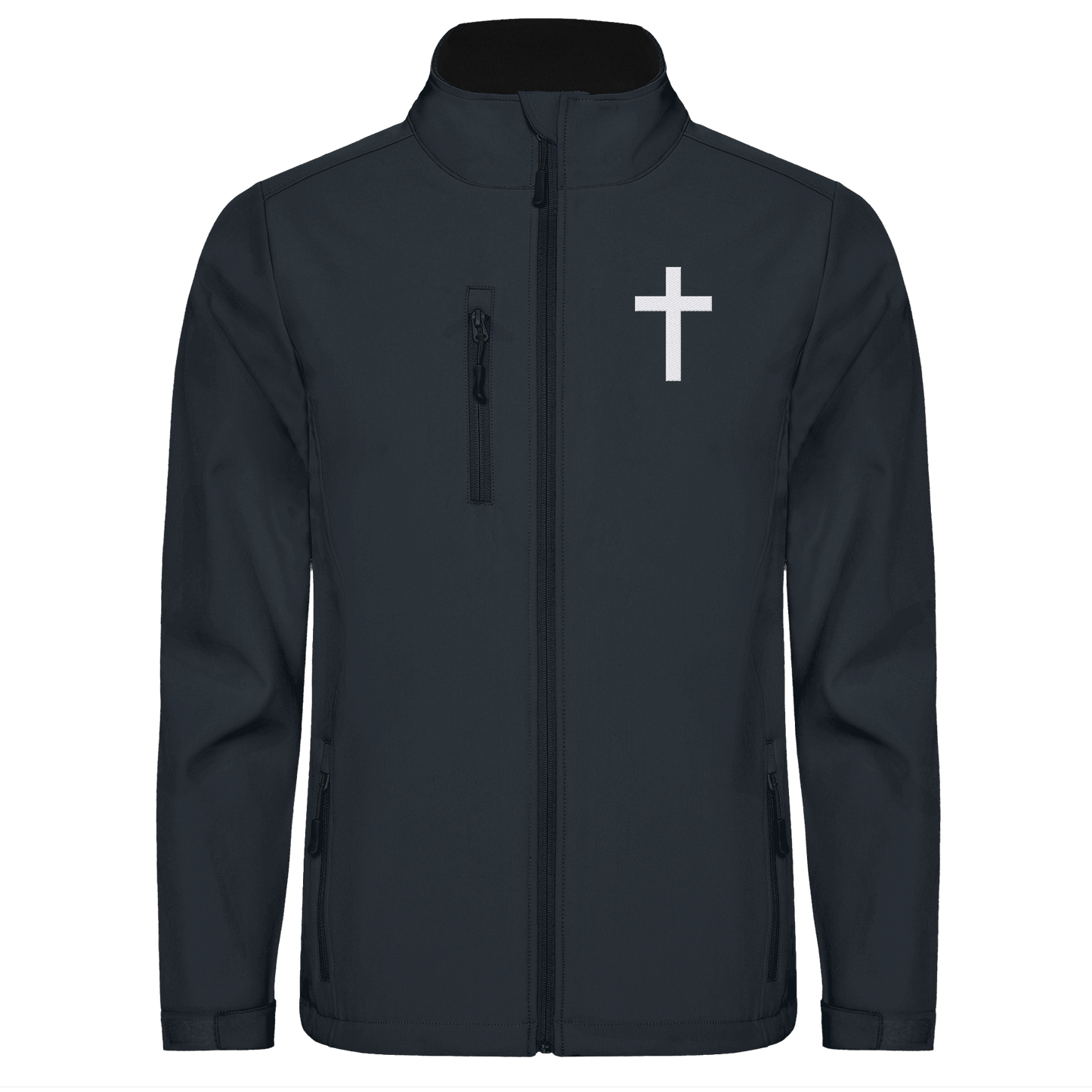 Kreuz gestickt – schlichtes Design mit tiefer Bedeutung (Stick) - Softshell Jacket - Jacken/ Zipper - Black 02 - GfoitMa