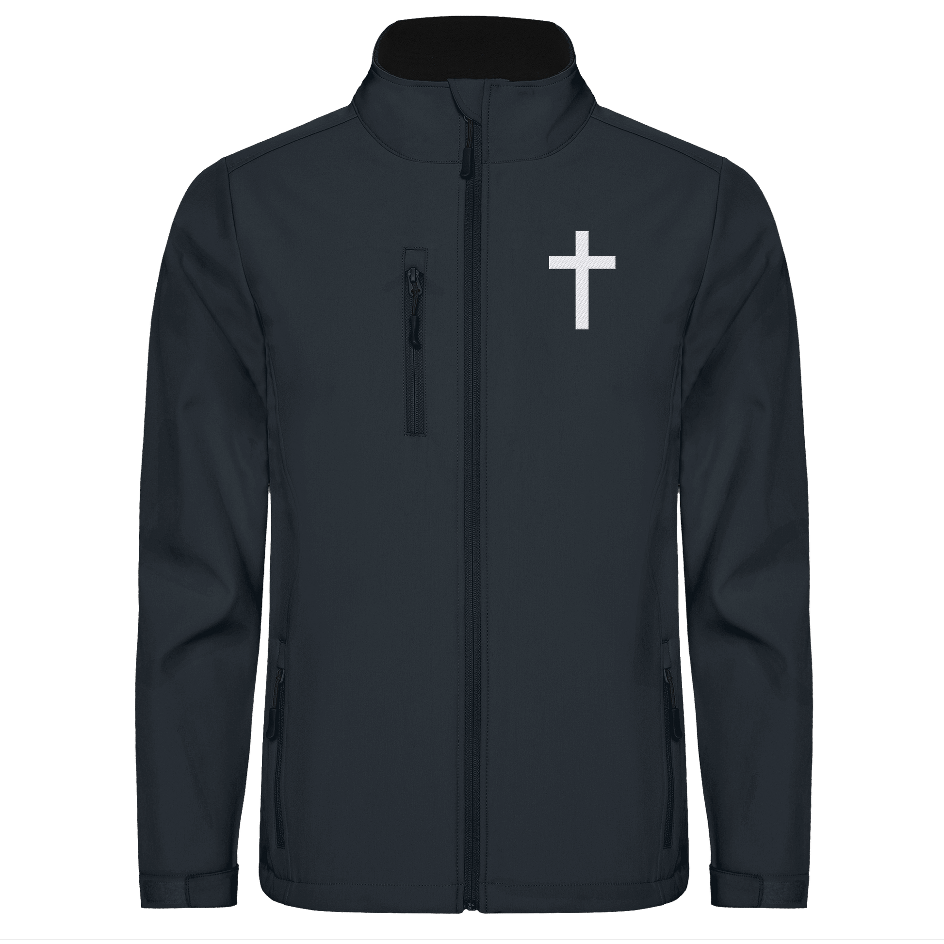 Kreuz gestickt – schlichtes Design mit tiefer Bedeutung (Stick) - Softshell Jacket - Jacken/ Zipper - Black 02 - GfoitMa