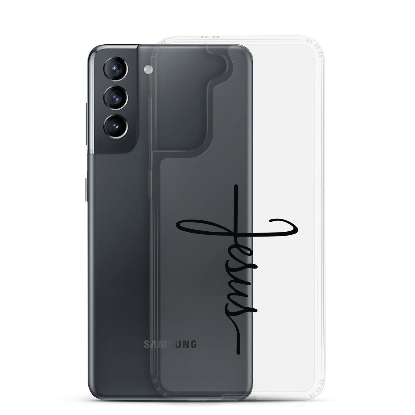 Kreuz mit Jesus Schrift - Samsung-Handyhülle - Samsung Galaxy S21 - GfoitMa