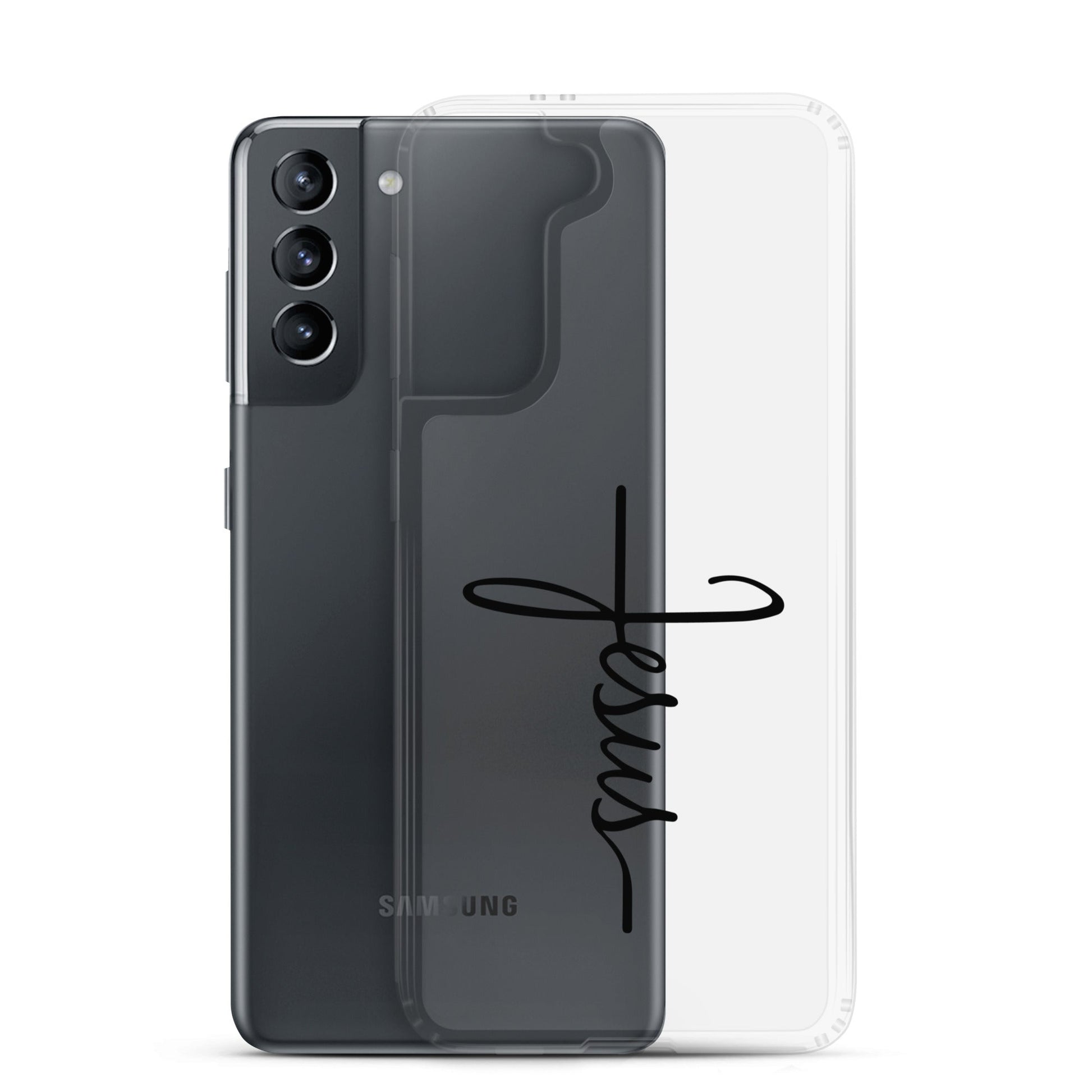 Kreuz mit Jesus Schrift - Samsung-Handyhülle - Samsung Galaxy S21 - GfoitMa