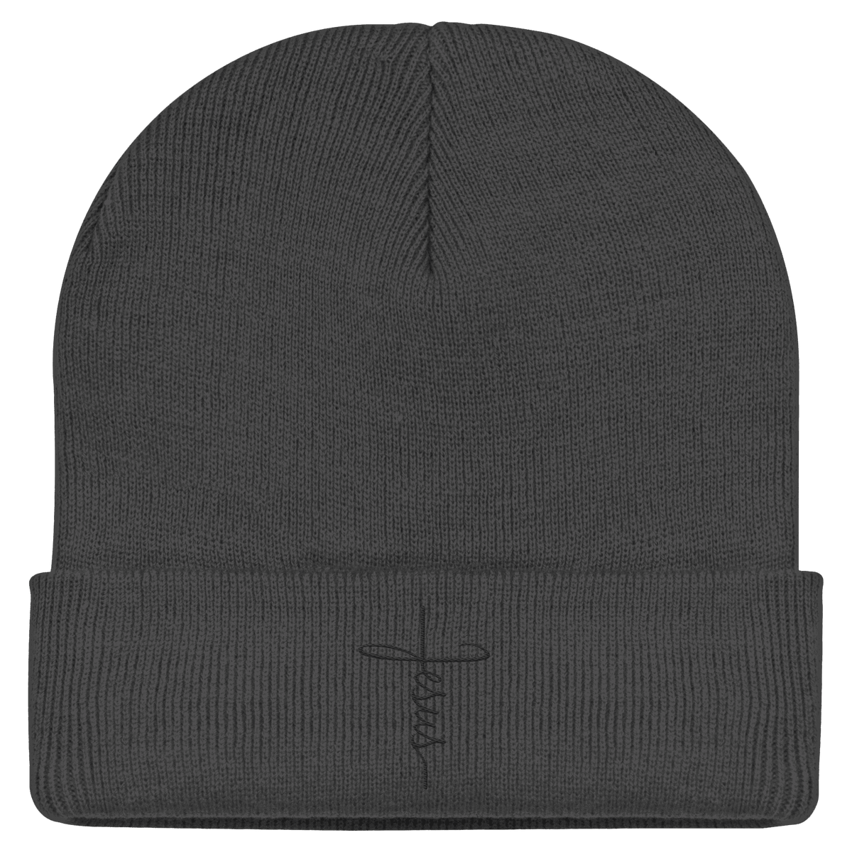 Kreuz mit Jesus Schrift (Stick) - Classic Beanie - GfoitMa - Graphite Grey / One Size
