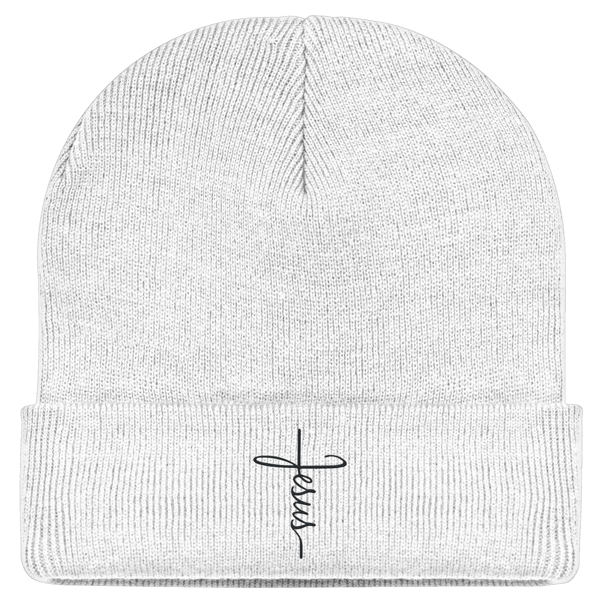 Kreuz mit Jesus Schrift (Stick) - Classic Beanie - GfoitMa - White / One Size