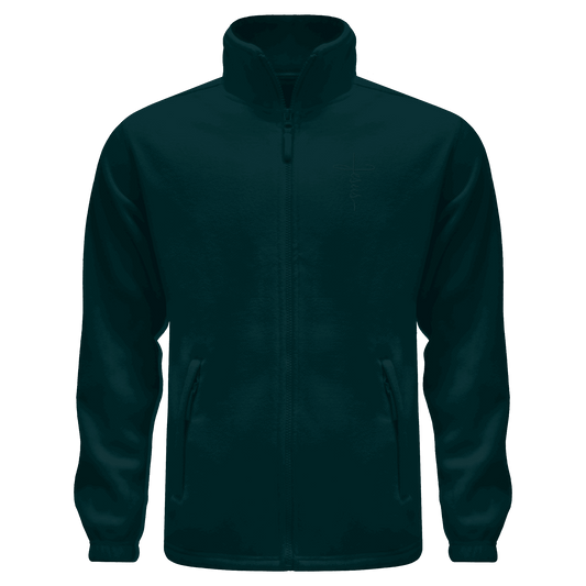 Kreuz mit Jesus Schrift (Stick) - Fleece Jacket - GfoitMa - Fir Green / S