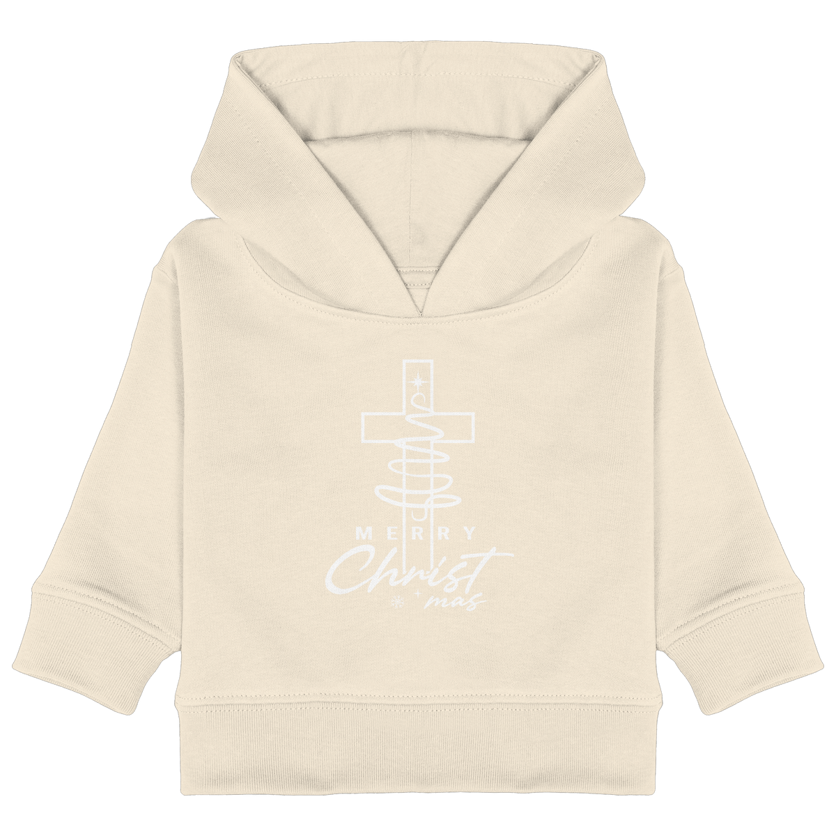 Kreuz und Christbaum – Merry Christ*mas Design - Baby Organic Hoodie - Kids & Babys - Natural Raw - GfoitMa